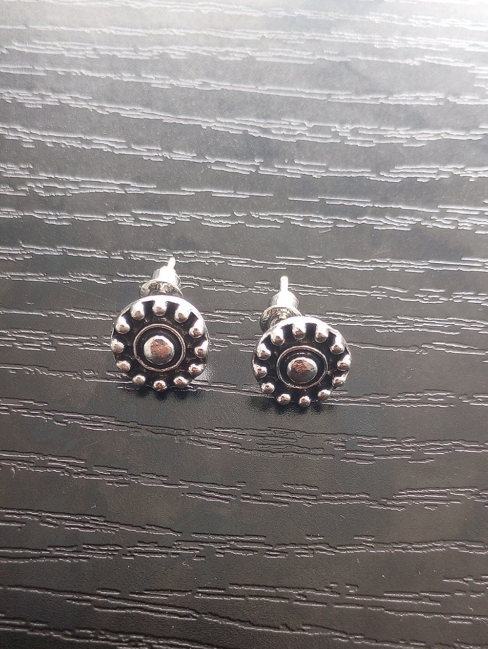 Classic Silvertone Round Stud Earrings